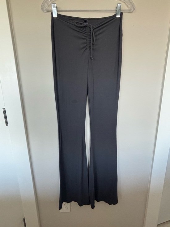 SKIMS Pants - SKIMS Grey Ribbed Wide-Leg Drawstring Lounge Pants